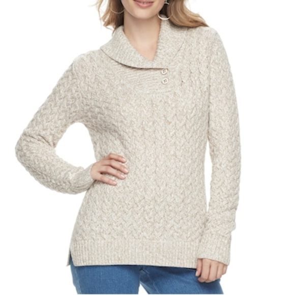 croft & barrow Sweaters - Size L Croft & Barrow Shawl Collar Braided Sweater